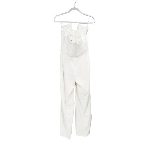 Black Halo Lena Strapless White Wide Leg Jumpsuit Size 6 - Picture 7 of 7